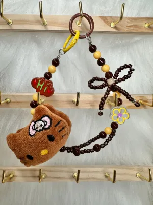 Wristlet/Versatile Accessory - Cutesy Brownie Plush Kitty