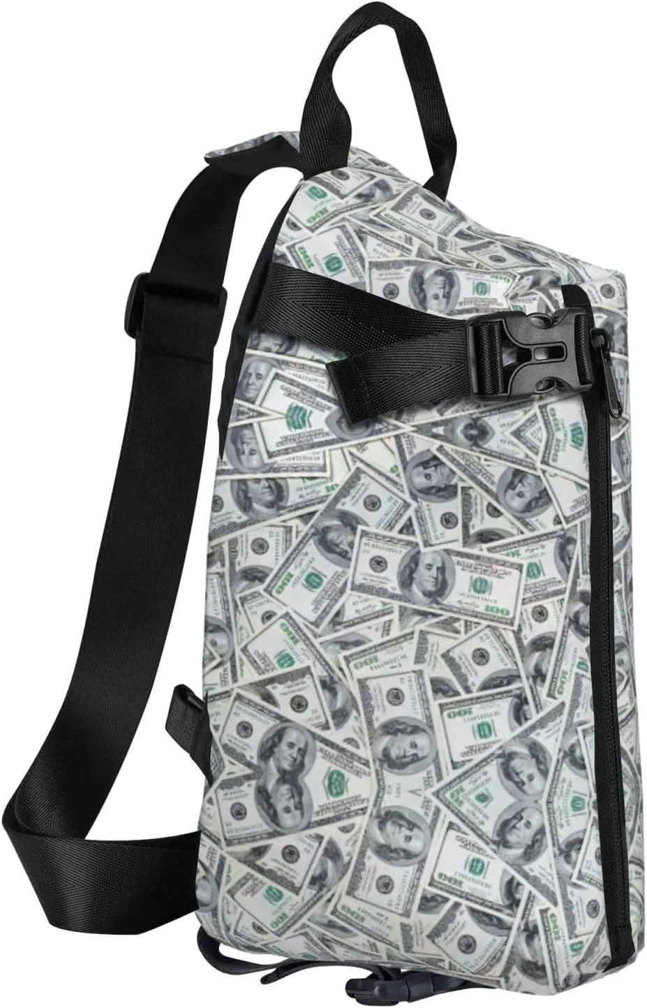 WURTON Funny Dollar Money Print Crossbody Backpack Cross Pack Lightweight Sling Bag Travel, Hiking