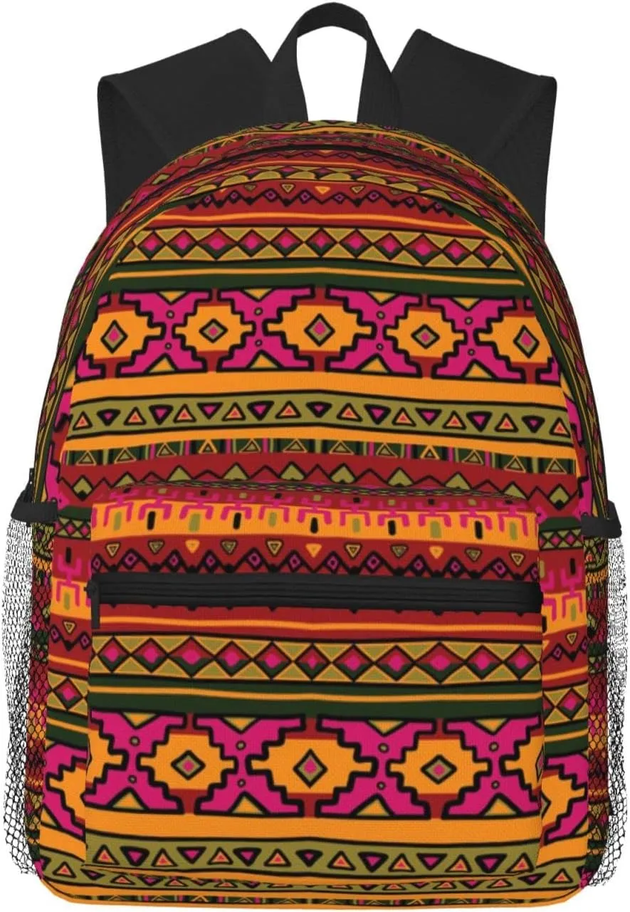 Wurton Mexican Folk Art Boho Print Multipurpose Casual Bag With Fashionable Travel,Work Outdoor Activities Backpack
