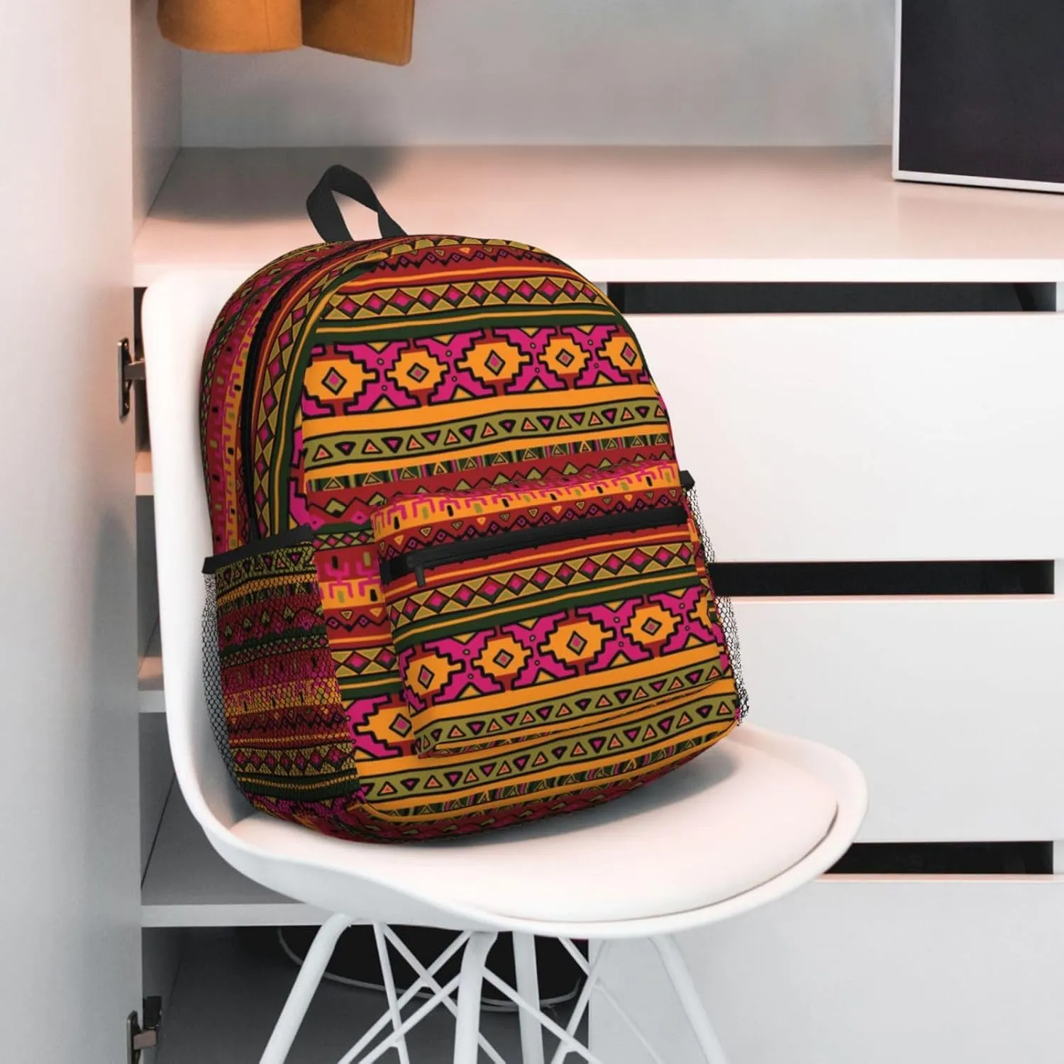 Wurton Mexican Folk Art Boho Print Multipurpose Casual Bag With Fashionable Travel,Work Outdoor Activities Backpack