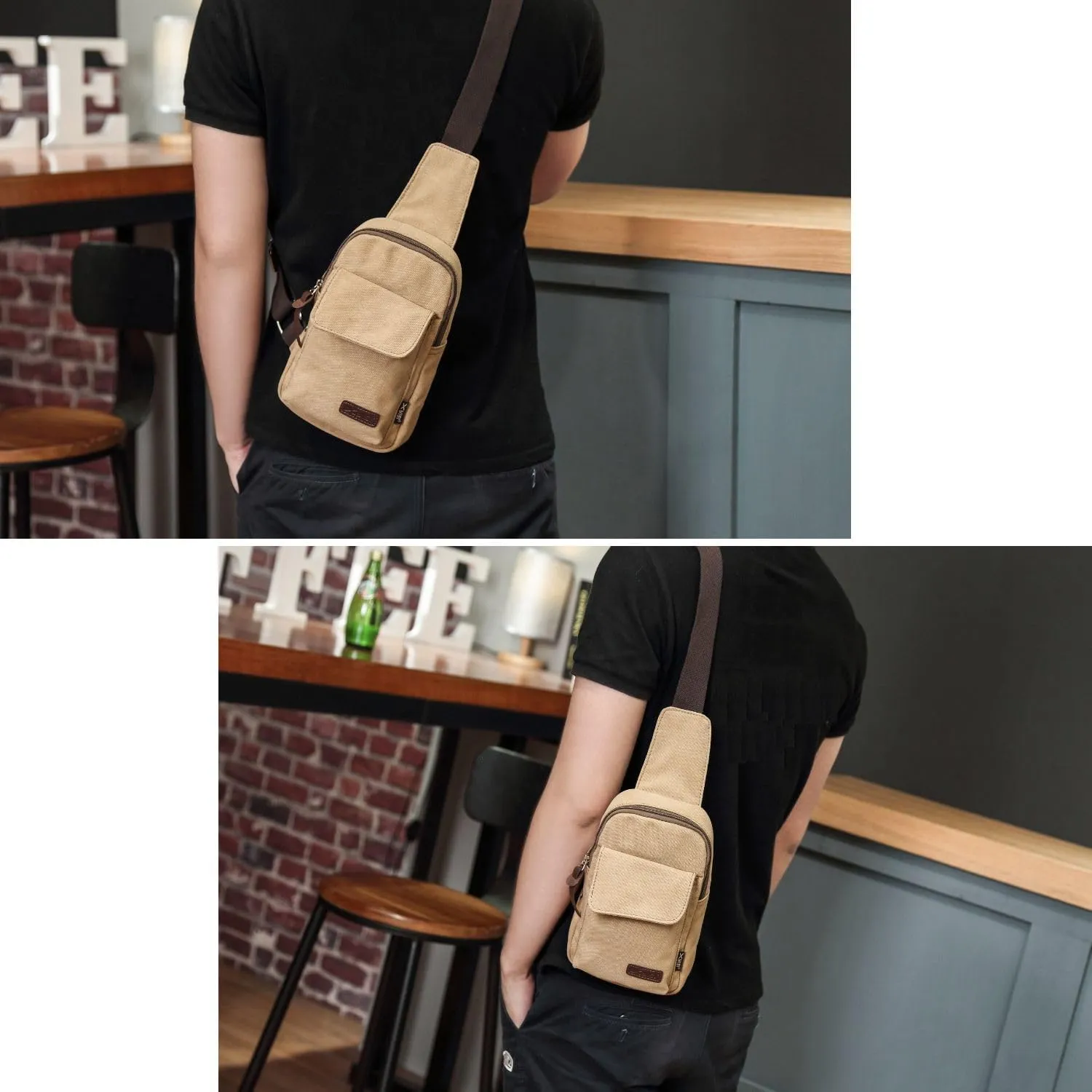 Wxnow Canvas Sling Bag Crossbody Backpack for Women & Men Chest Bag