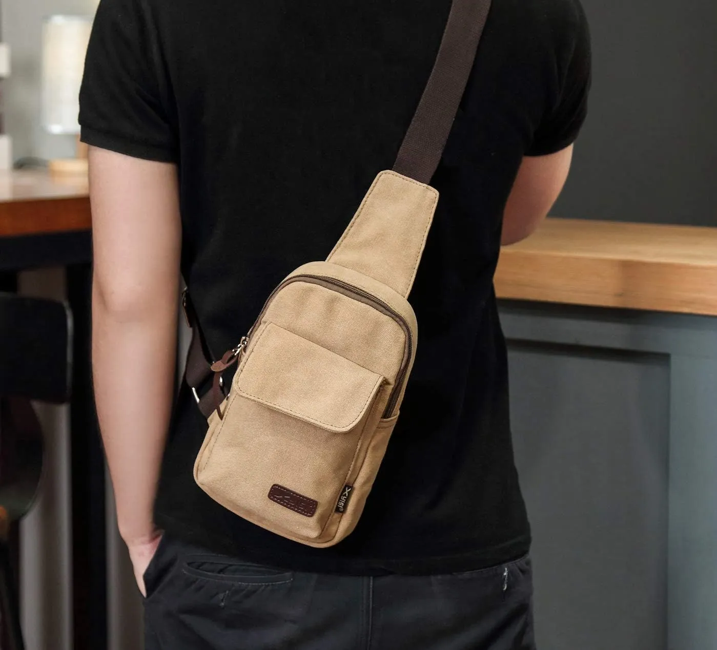 Wxnow Canvas Sling Bag Crossbody Backpack for Women & Men Chest Bag