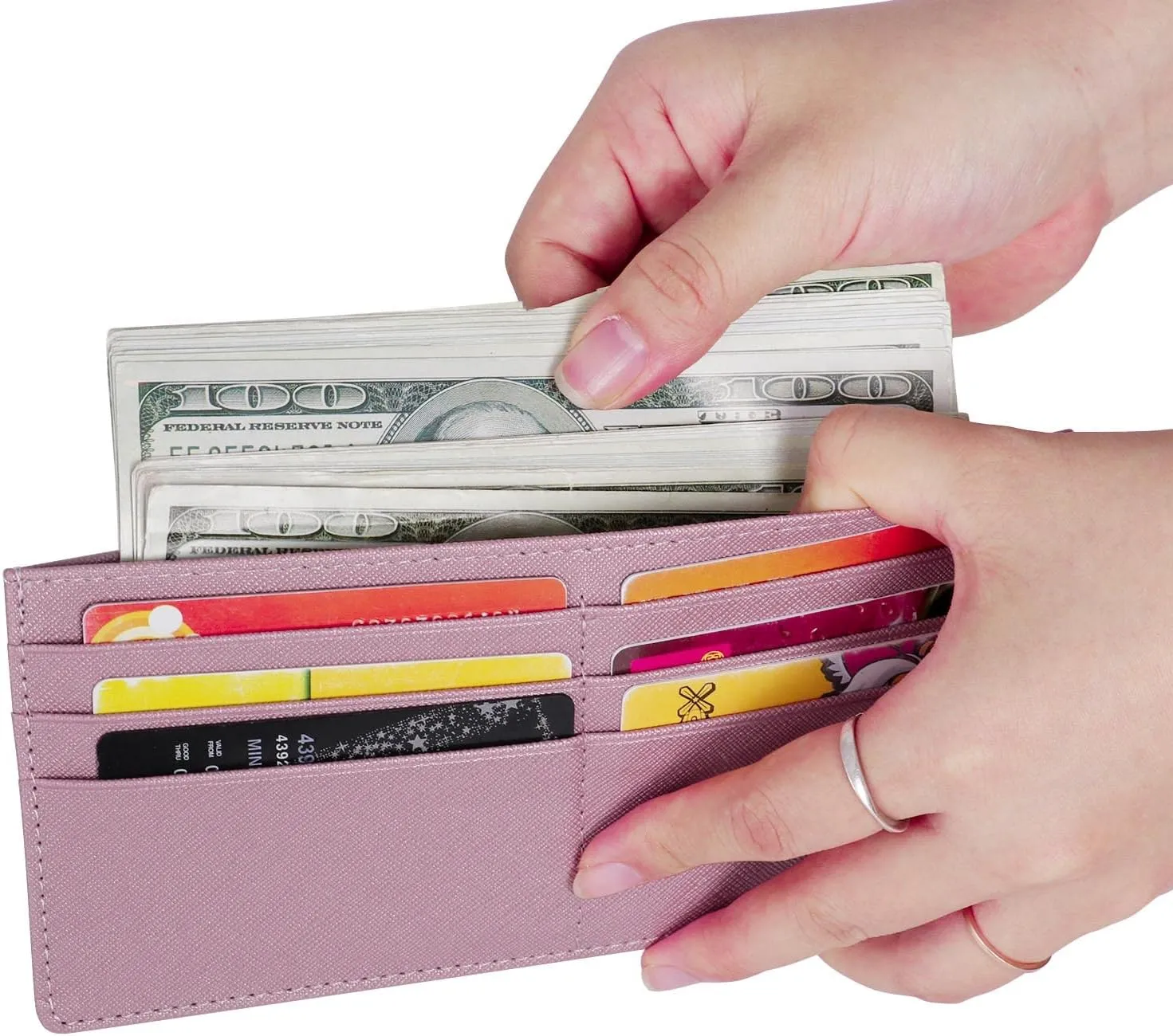 XEYOU Womens Credit Card Wallet Slim Long Zipper Pocket Purse for Coin, Cash, Receipt Multi-function Card Wallet for Ladies