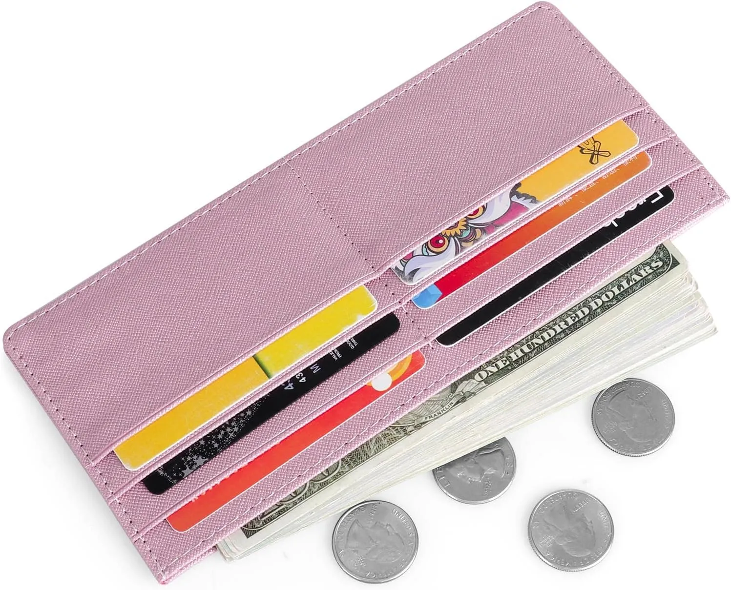 XEYOU Womens Credit Card Wallet Slim Long Zipper Pocket Purse for Coin, Cash, Receipt Multi-function Card Wallet for Ladies