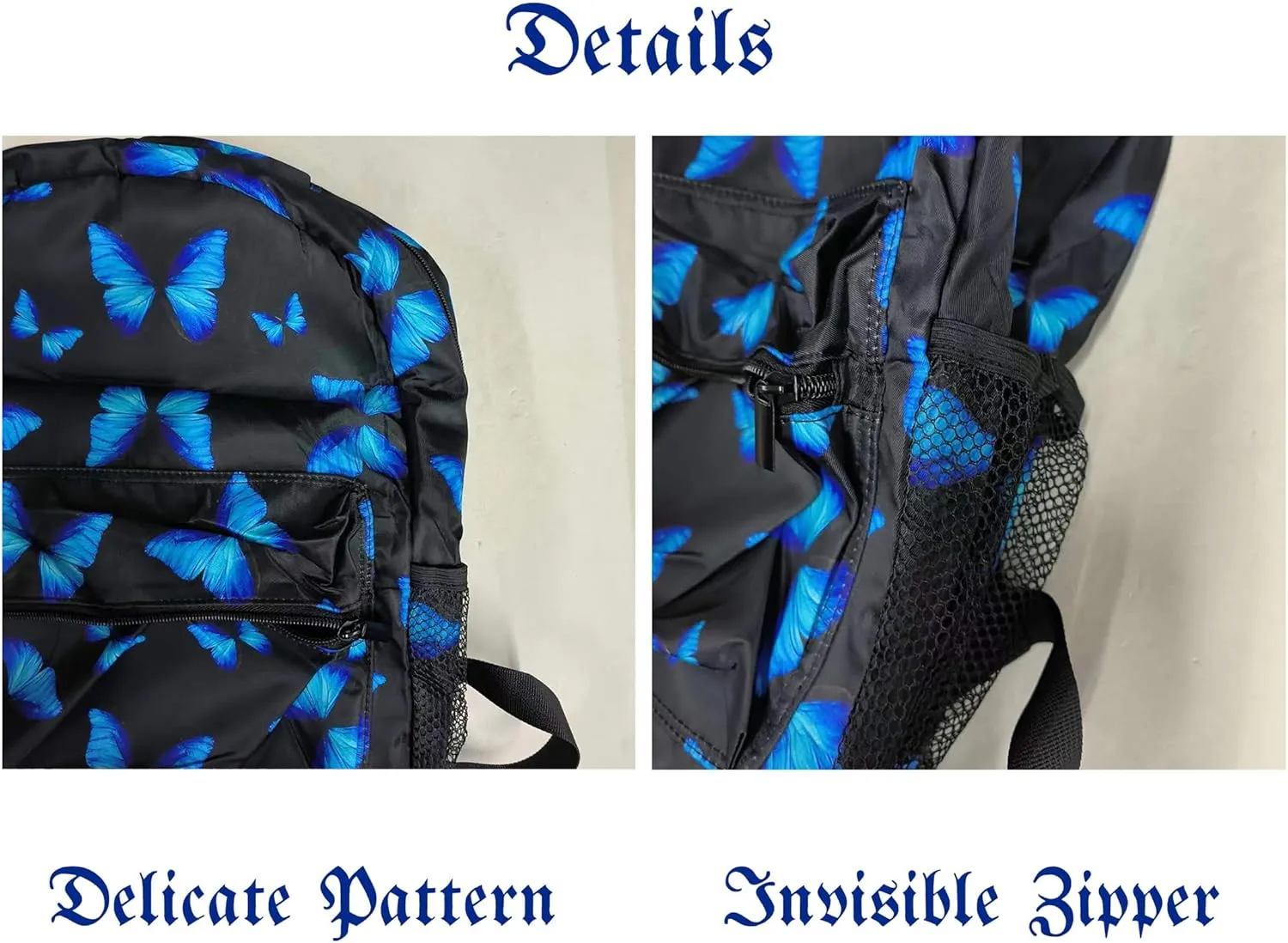 Y2K Butterfly Backpack - Trendy Black Butterfly Gift for Women, 11.4 * 7.8 * 15.7 Inches