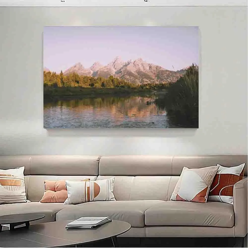 YAAXINB Mountain Range Sunrise Print, Landscape Photography, Nature Wall Art, Home Decor, Grand Tetons Wall Art ，big canvas wall art， for Home Decor，12x16inch