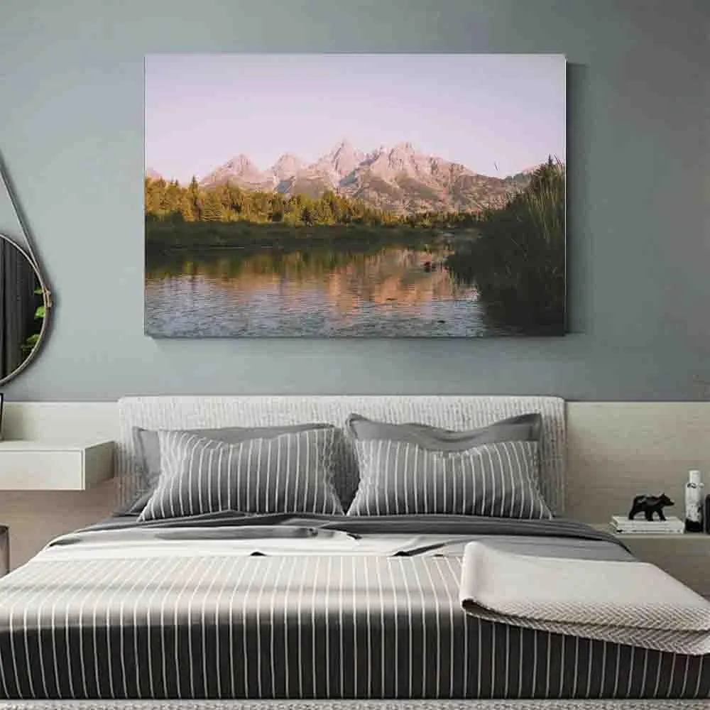 YAAXINB Mountain Range Sunrise Print, Landscape Photography, Nature Wall Art, Home Decor, Grand Tetons Wall Art ，big canvas wall art， for Home Decor，12x16inch
