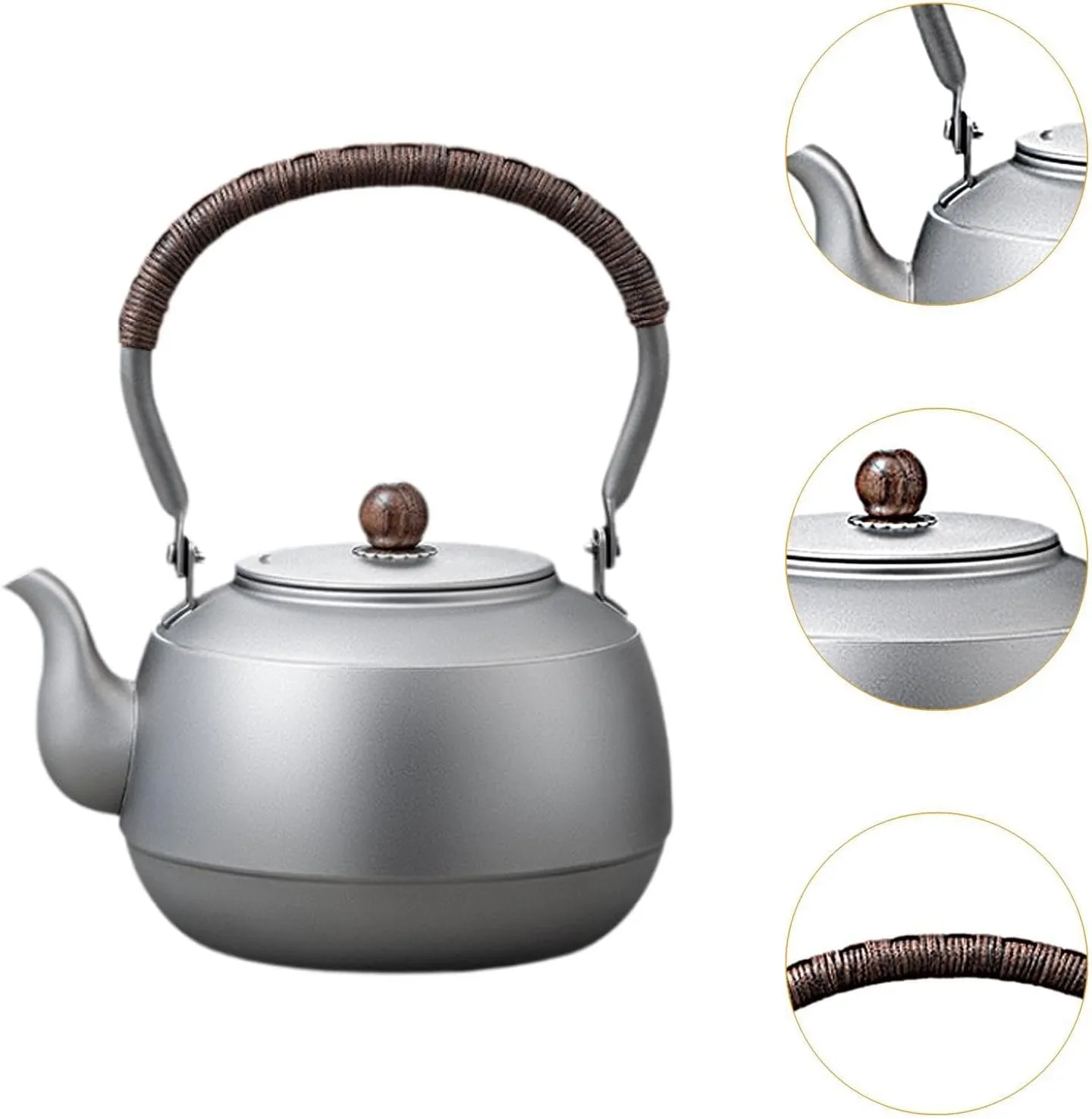 Yajuyi Camping Kettle Titanium Water Pot for Boiling Water, Drinkware Tea Pot Tea Kettle for Climbing Camping Traveling Fishing