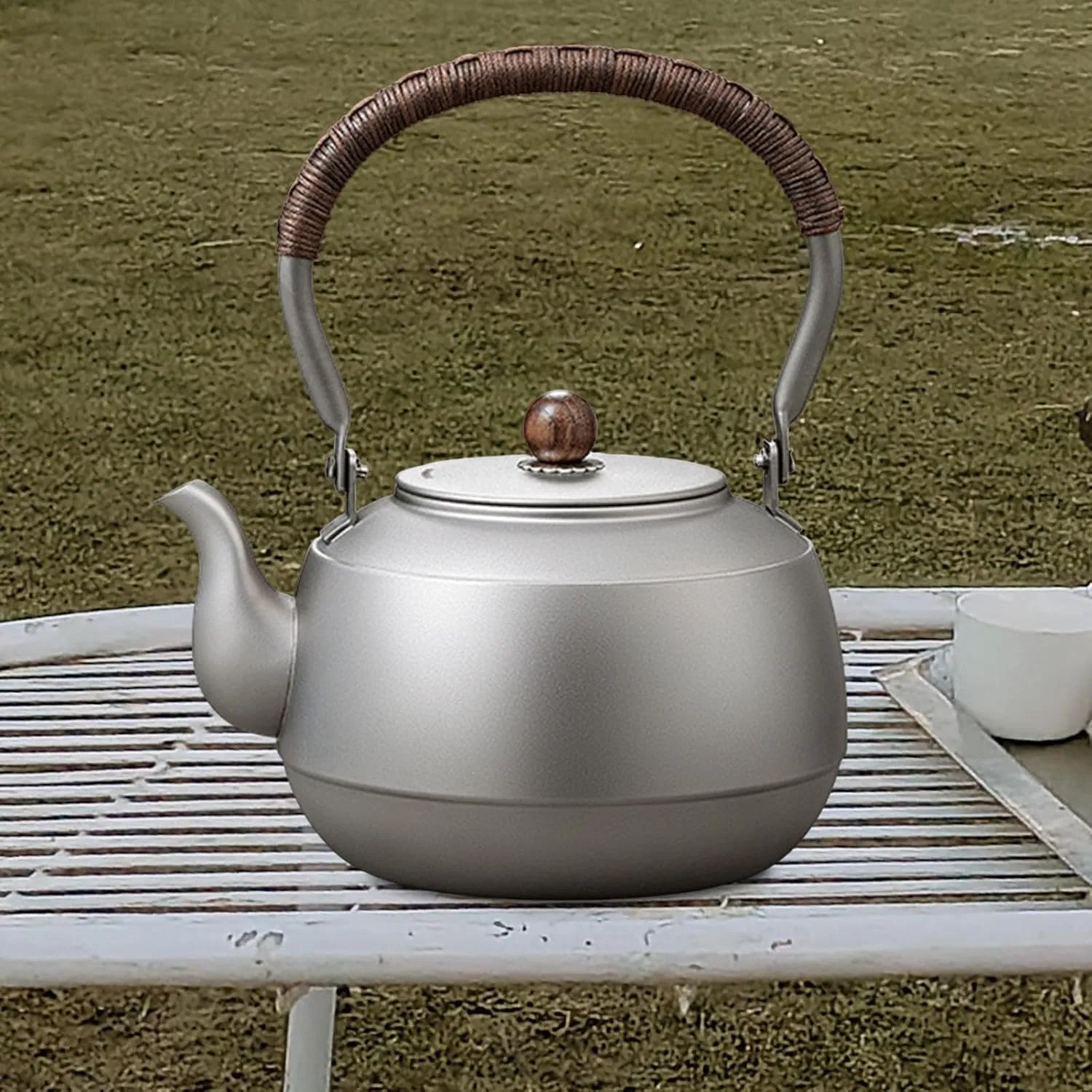 Yajuyi Camping Kettle Titanium Water Pot for Boiling Water, Drinkware Tea Pot Tea Kettle for Climbing Camping Traveling Fishing