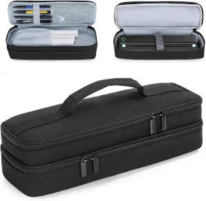 Yarwo Portable Printer Case Compatible with Phomemo M08F, Itari M832, JADENS, Aixiqee, MUNBYN and Most Wireless Thermal Printer, Double-Layers Mobile Printer Storage Bag for Papers & USB Cable, Black
