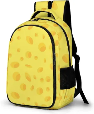 Yellow Cheese Pattern Backpack for Worker Teacher Business Hiking Travel Bag Shoulders Bag