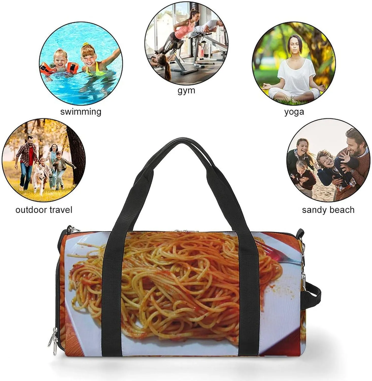 Yellow Lemons Pattern Fitness Bag with Large Capacity Backpack And Waterproof Bag