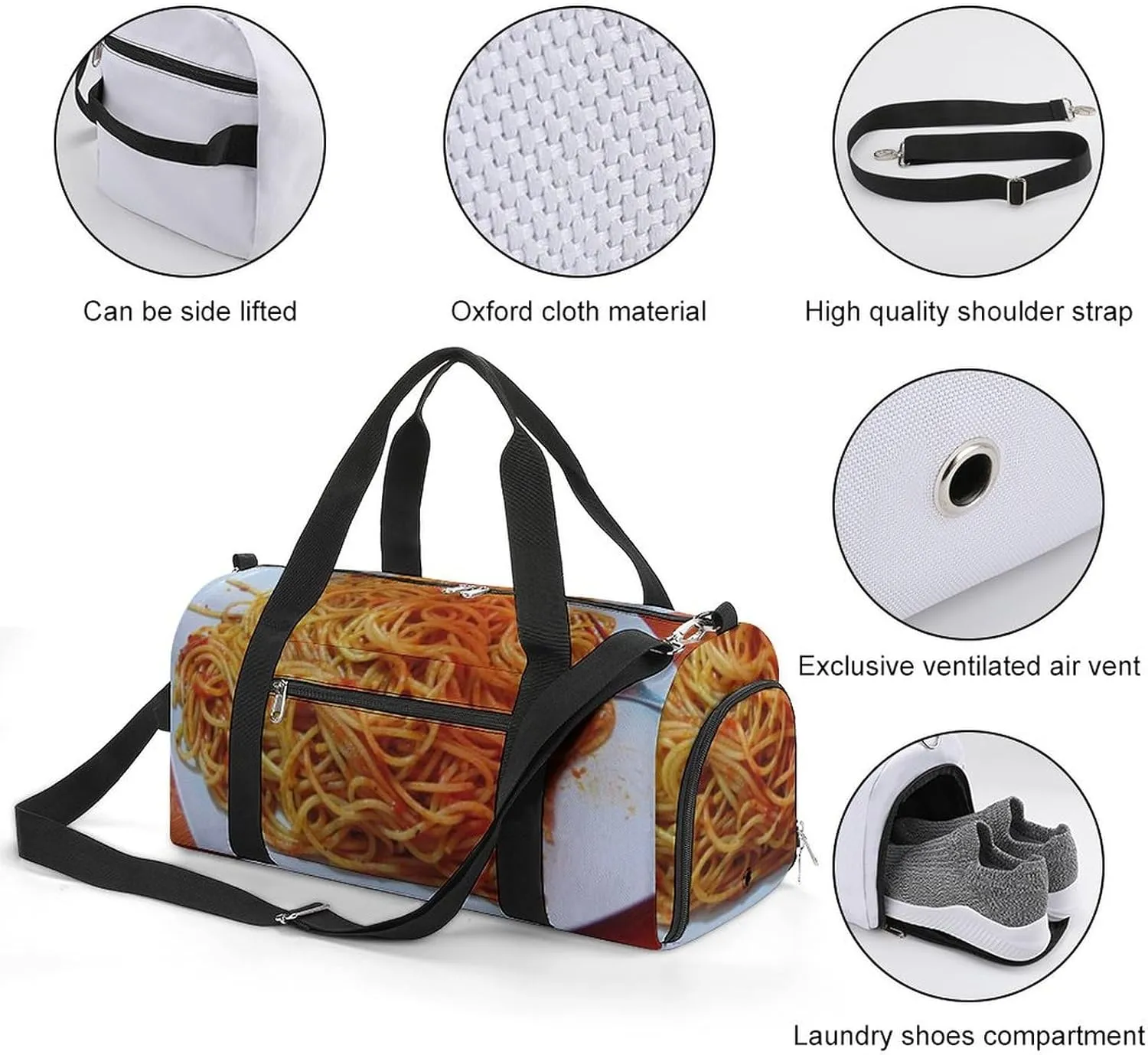 Yellow Lemons Pattern Fitness Bag with Large Capacity Backpack And Waterproof Bag