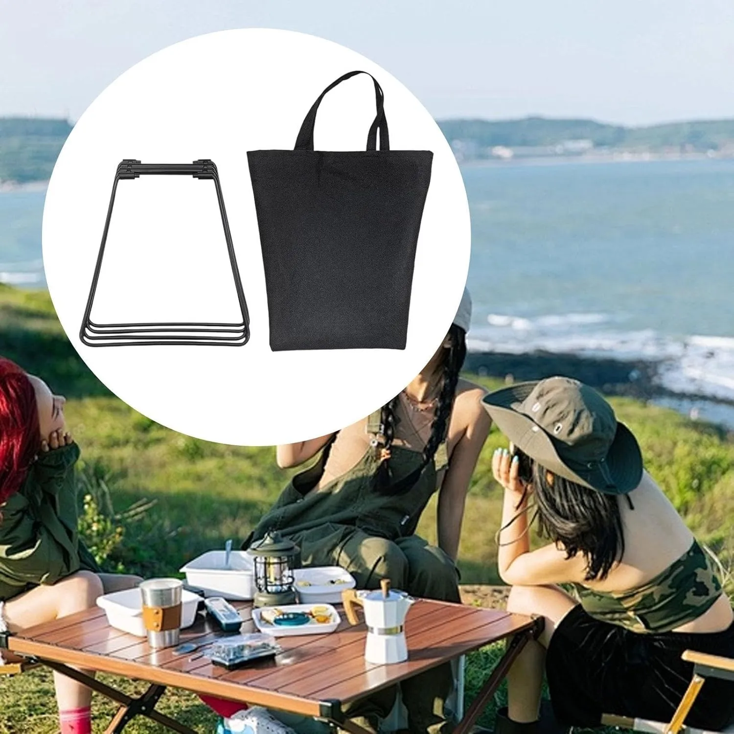Yiju Folding Cooler Stand Suitcase Rack with Storage Bag Stainless Steel Foldable Stand Rack Ice Box Holder for Cooking Household