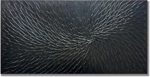 Yika Art Canvas Paintings, Wall Art Thick Texture Black Flower Modern Gorgeous Abstract Hand Painted Abstract Oil Painting on Canvas Modern Wall Art Decor 24x48 inches