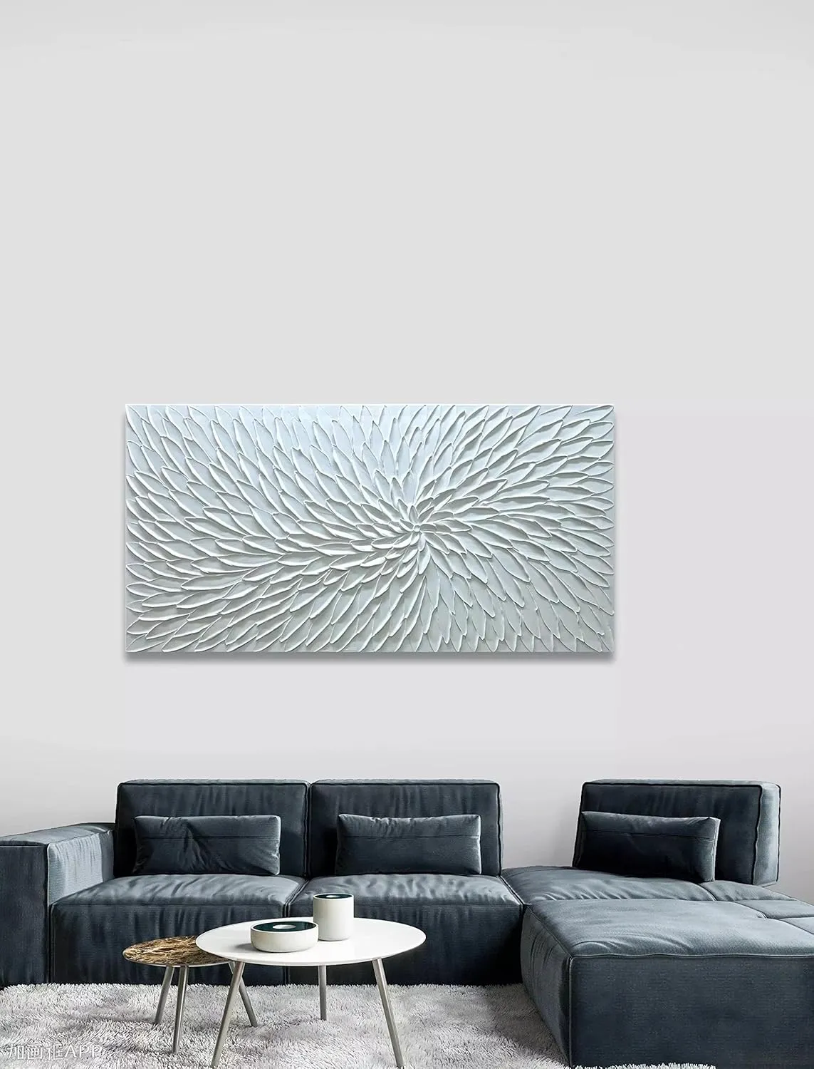 Yika Art Canvas Paintings, Wall Art Thick Texture White Flower Modern Gorgeous Abstract Hand Painted Abstract Oil Painting on Canvas Modern Wall Art Decor 24x48 inches