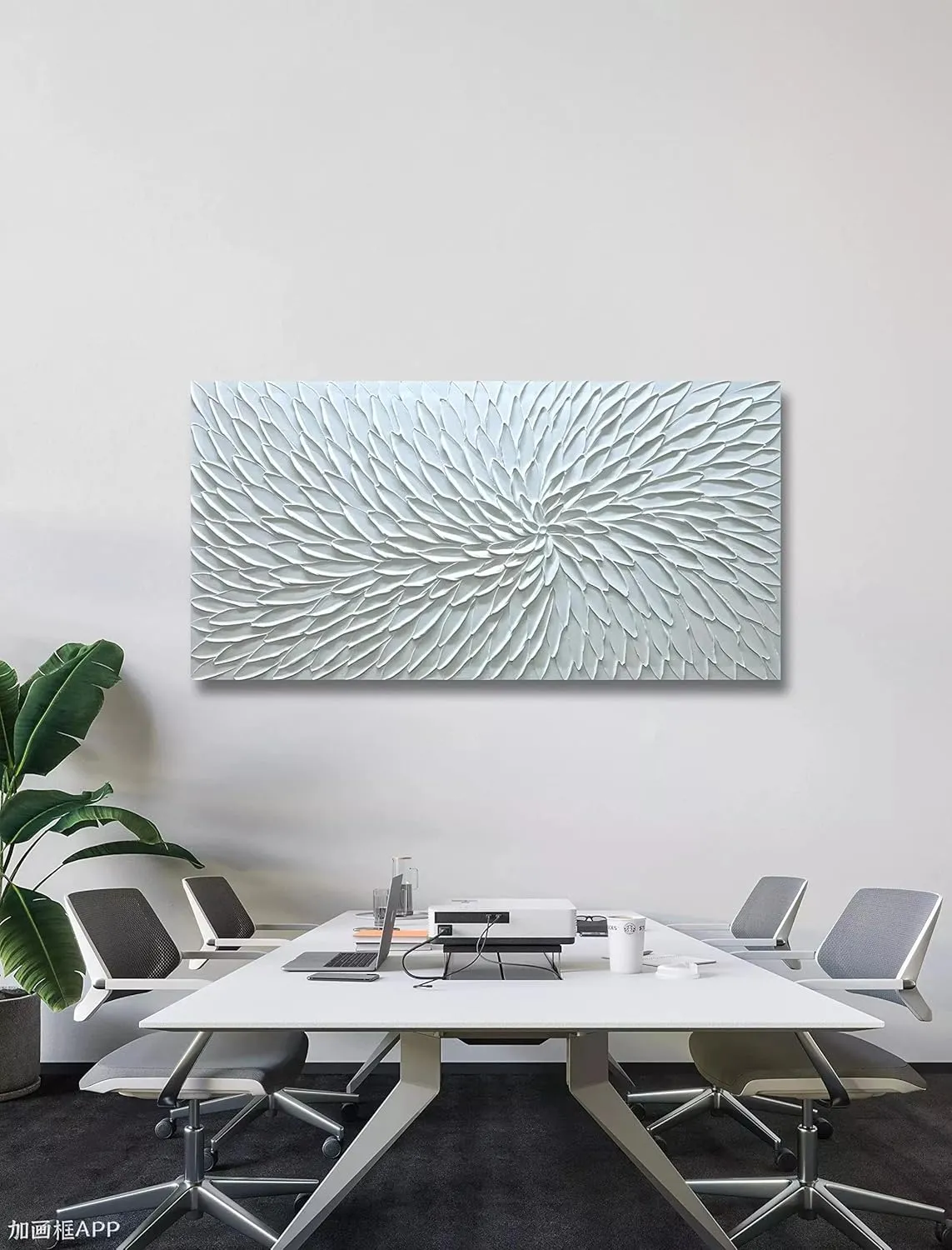 Yika Art Canvas Paintings, Wall Art Thick Texture White Flower Modern Gorgeous Abstract Hand Painted Abstract Oil Painting on Canvas Modern Wall Art Decor 24x48 inches