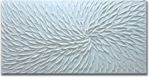 Yika Art Canvas Paintings, Wall Art Thick Texture White Flower Modern Gorgeous Abstract Hand Painted Abstract Oil Painting on Canvas Modern Wall Art Decor 24x48 inches