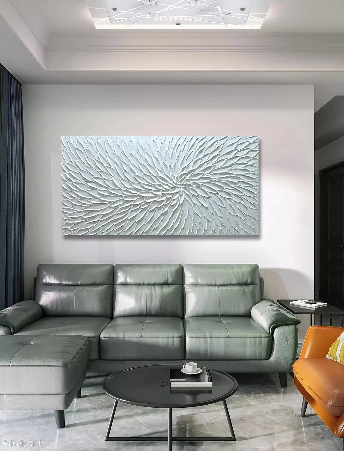 Yika Art Canvas Paintings, Wall Art Thick Texture White Flower Modern Gorgeous Abstract Hand Painted Abstract Oil Painting on Canvas Modern Wall Art Decor 24x48 inches