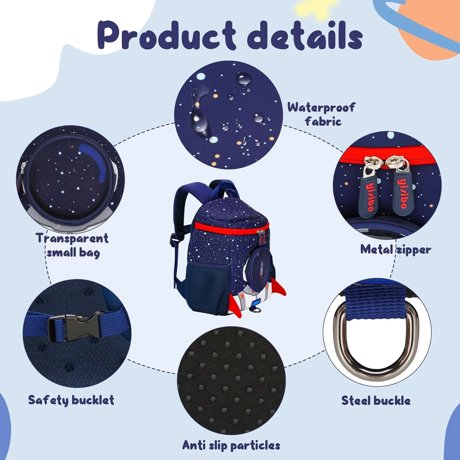 yisibo Rocket Kids Backpack with Safety Leash,Anti-lost Children Toddler Backpack for Boys Girls Baby 3-9 Years