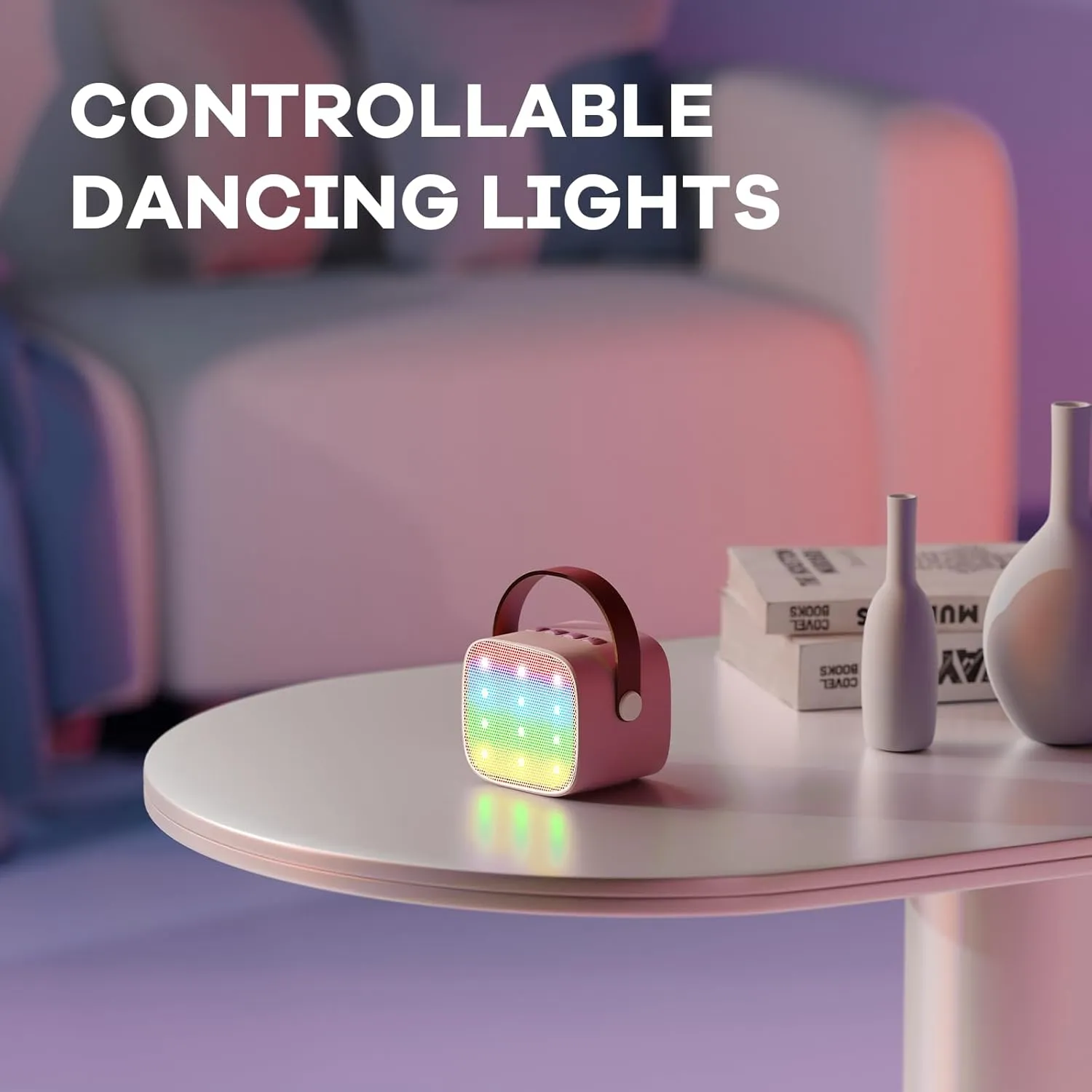 YLL Karaoke Machine for Kids Adults, Portable Mini Bluetooth Speaker with Wireless Microphone, Most Popular Birthday Gifts Toys for Girls 3, 4, 5, 6, 7, 8, 9, 10, 11, 12 Year Old (Lightpink 1 Mic)