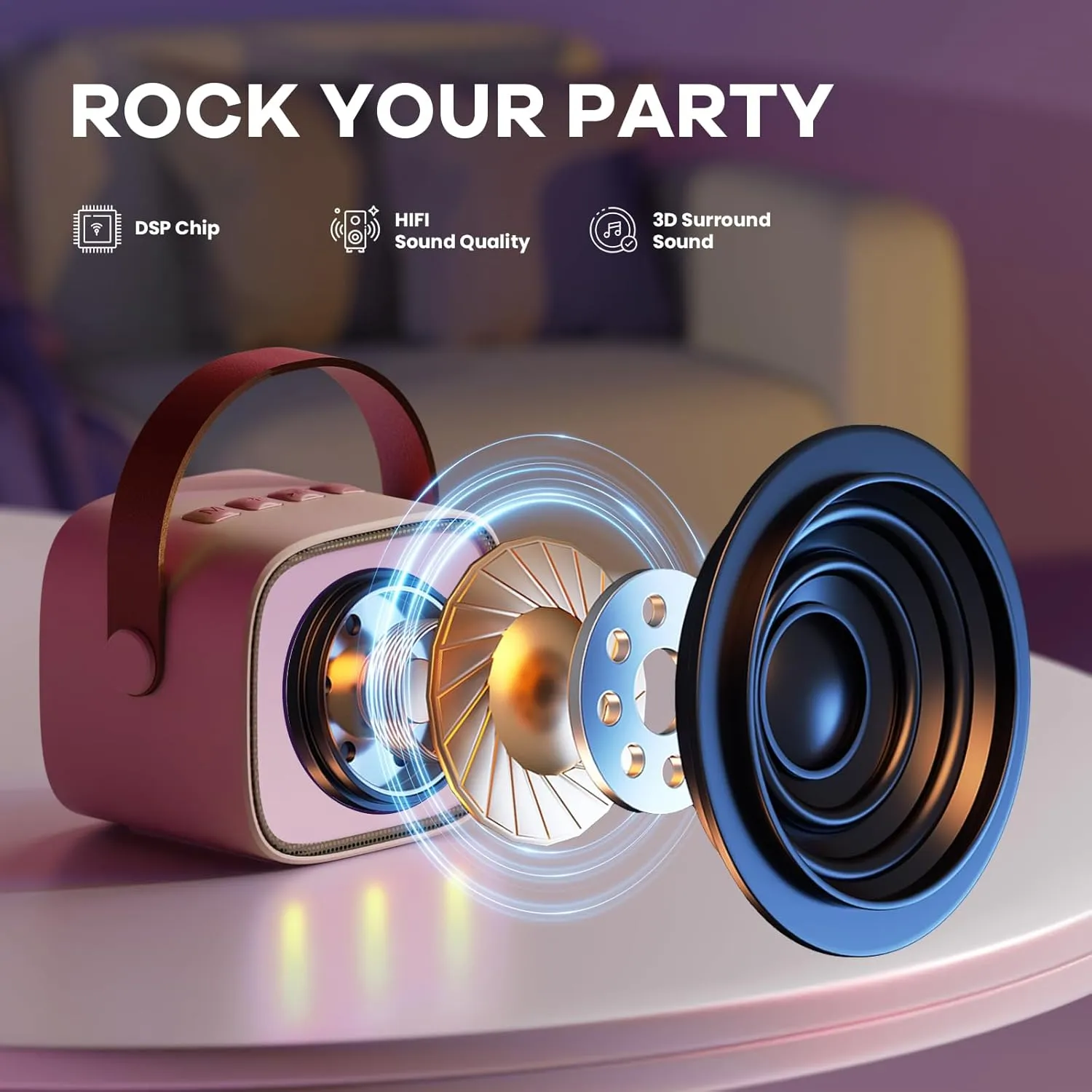 YLL Karaoke Machine for Kids Adults, Portable Mini Bluetooth Speaker with Wireless Microphone, Most Popular Birthday Gifts Toys for Girls 3, 4, 5, 6, 7, 8, 9, 10, 11, 12 Year Old (Lightpink 1 Mic)