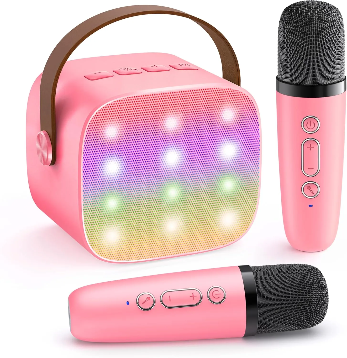 YLL Mini Karaoke Machine for Kids Adults, Portable Bluetooth Speaker with 2 Wireless Microphones, Most Popular Toys Birthday Gifts for Girls 4, 5, 6, 7, 8, 9, 10, 11, 12  Years Old Toddler Teens（Rose）