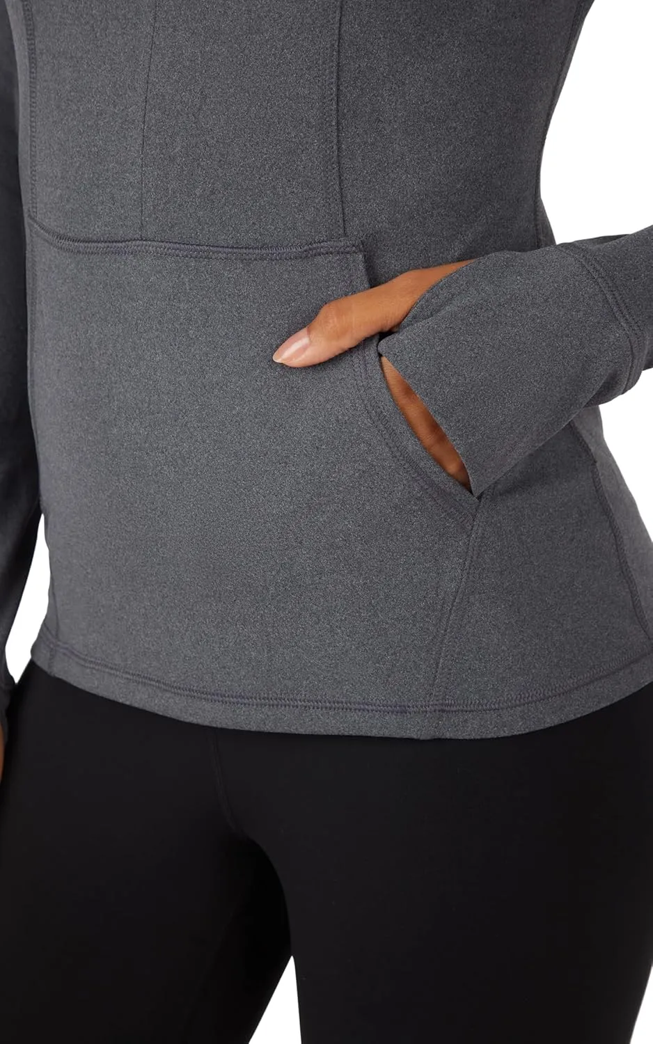 Yogalicious Half Zip Lightweight Workout Long Sleeve Athletic Jacket with Front Pockets and Thumbholes