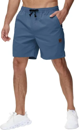 Yundobop Men's Casual 7 Inch Shorts Twill Drawstring Summer Beach Stretch Golf Shorts with Zipper Pockets