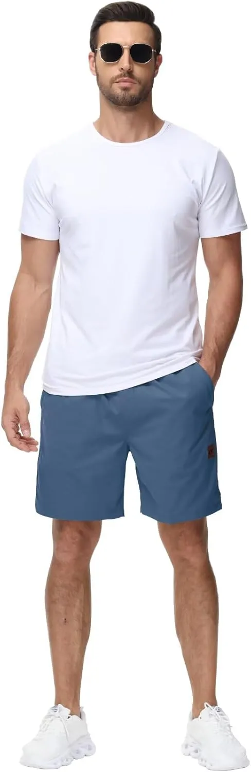 Yundobop Men's Casual 7 Inch Shorts Twill Drawstring Summer Beach Stretch Golf Shorts with Zipper Pockets