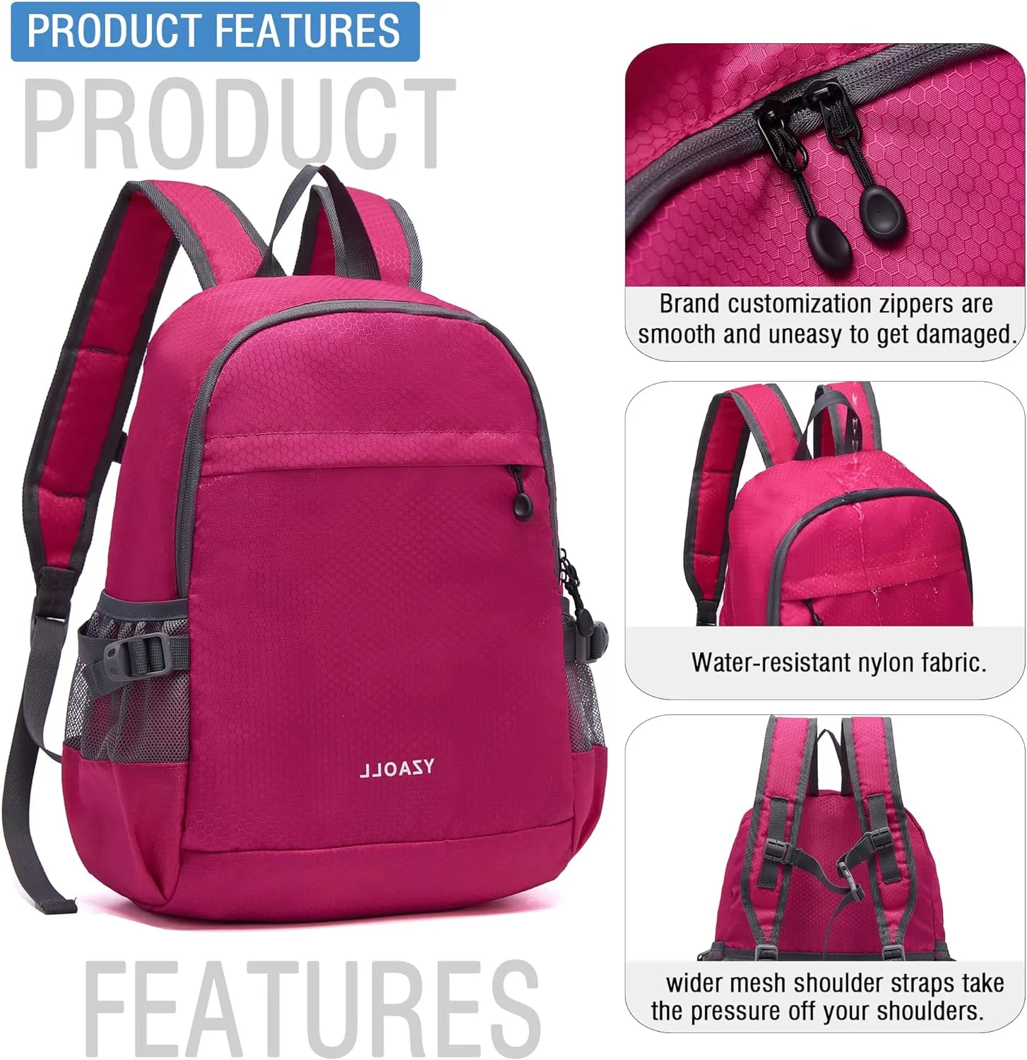 YZAOLL Small Lightweight Packable Hiking Backpack, 20L Hiking Backpack Day Pack for Women Men Travel Camping Vacation,Rose