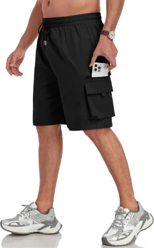 ZAFUL Mens Casual Shorts Flat Pocket Zipper Cargo Shorts Fashion Summer Short Drawstring Outdoor Twill Shorts with 6 Pockets