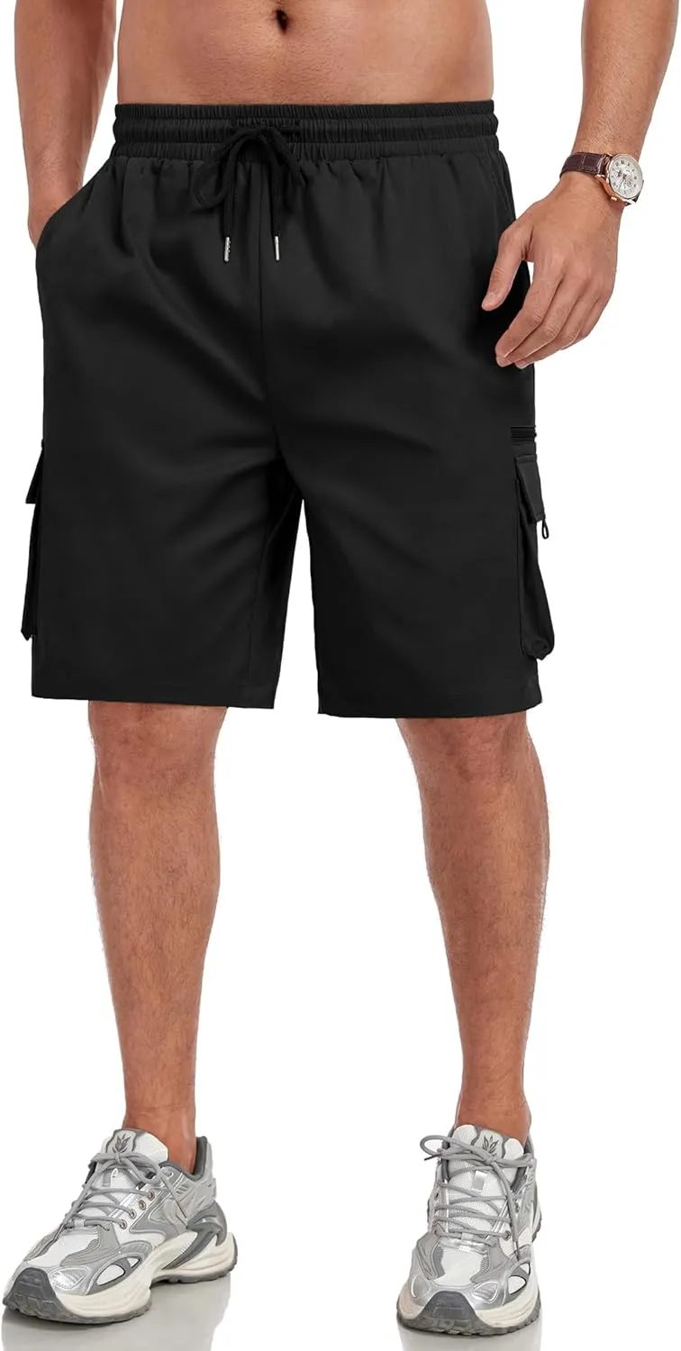 ZAFUL Mens Casual Shorts Flat Pocket Zipper Cargo Shorts Fashion Summer Short Drawstring Outdoor Twill Shorts with 6 Pockets