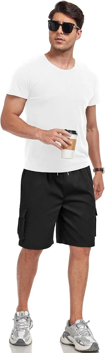 ZAFUL Mens Casual Shorts Flat Pocket Zipper Cargo Shorts Fashion Summer Short Drawstring Outdoor Twill Shorts with 6 Pockets
