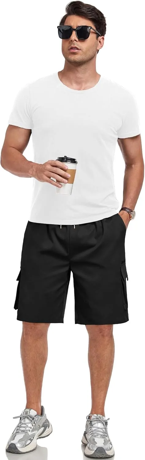 ZAFUL Mens Casual Shorts Flat Pocket Zipper Cargo Shorts Fashion Summer Short Drawstring Outdoor Twill Shorts with 6 Pockets