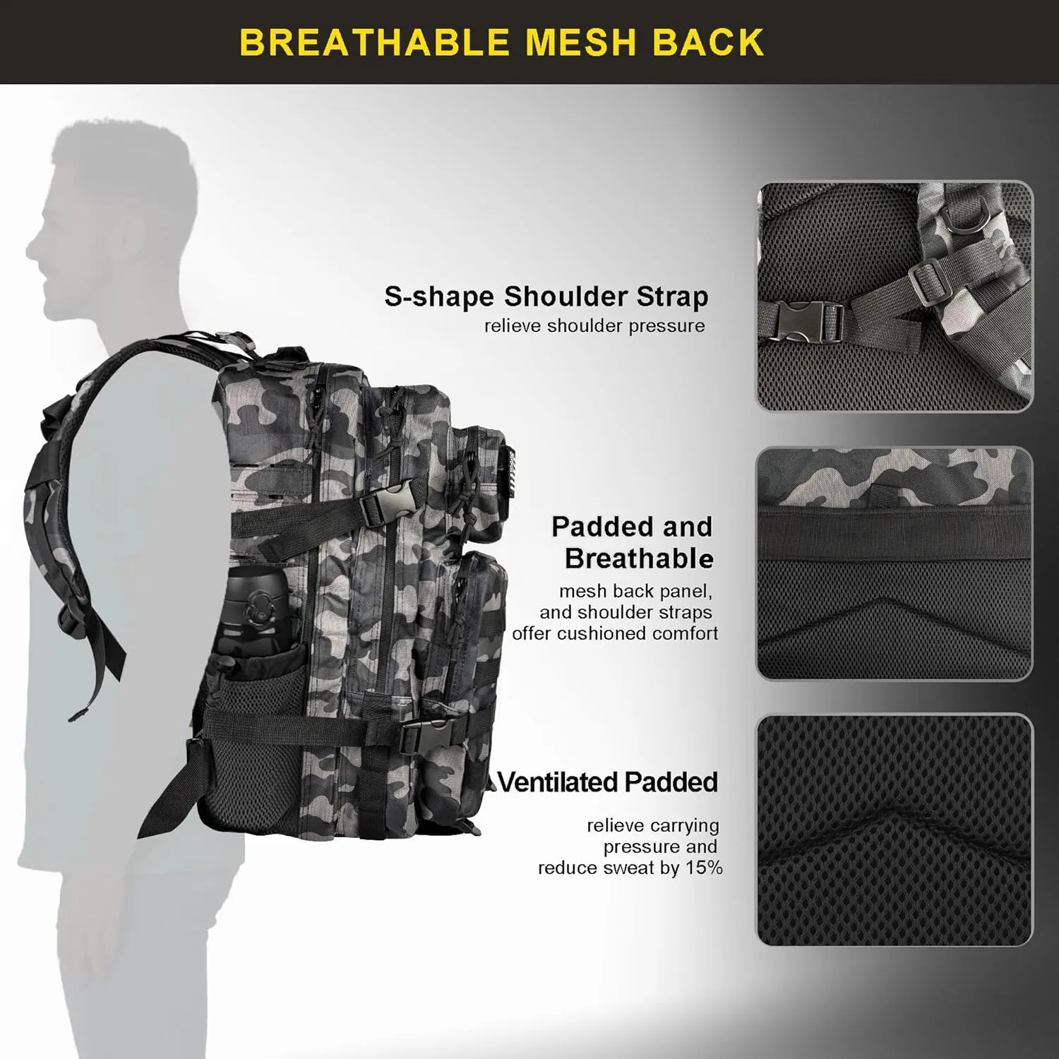 Zavothy 45L Military Tactical Backpack for Men and Women Army 3 Day Assault Pack Bag Large Rucksack with Molle System