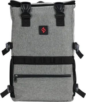 zazzy Smell Proof Bag with Combination Lock, Weather Resistant Lockable Smell Proof Backpack, Expandable Backpack Grey