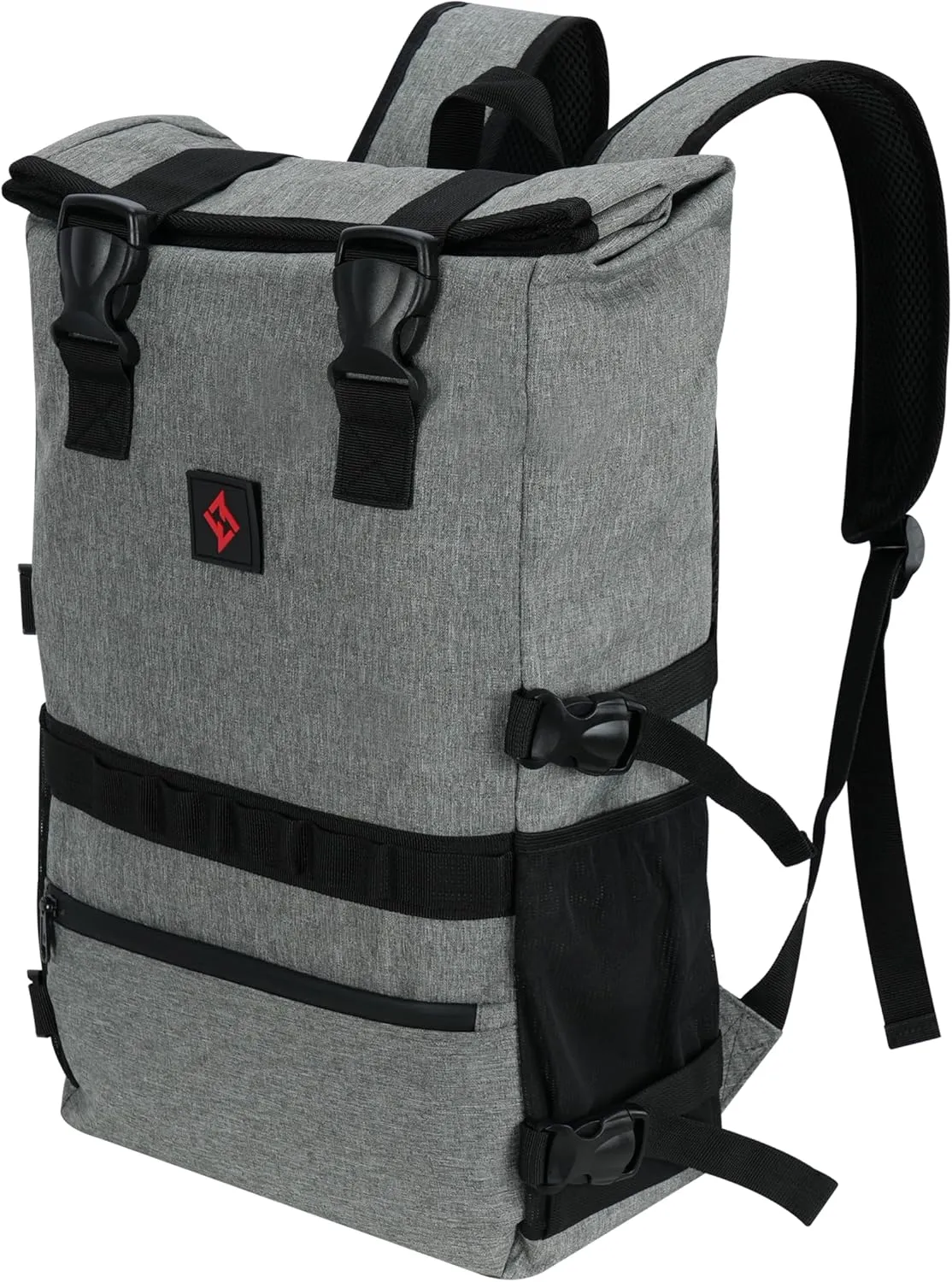 zazzy Smell Proof Bag with Combination Lock, Weather Resistant Lockable Smell Proof Backpack, Expandable Backpack Grey