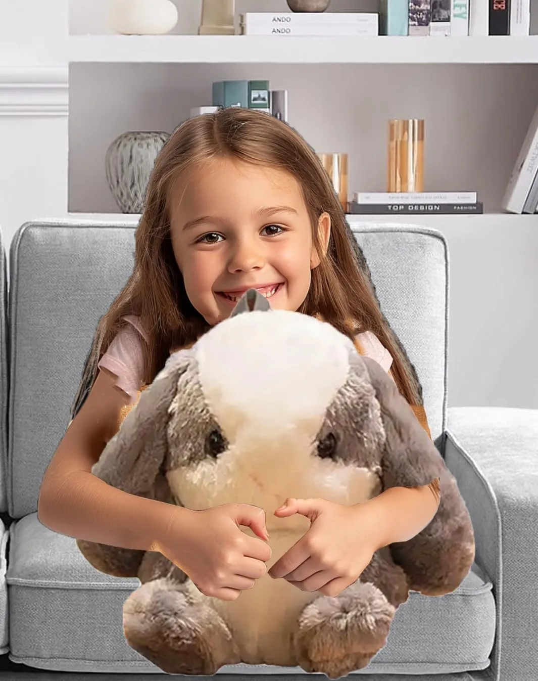 Zealous 20in Lovely Kawaii Lolita Rabbit Plush Backpack Stuffed Animal Toy Plushie (White/Grey)