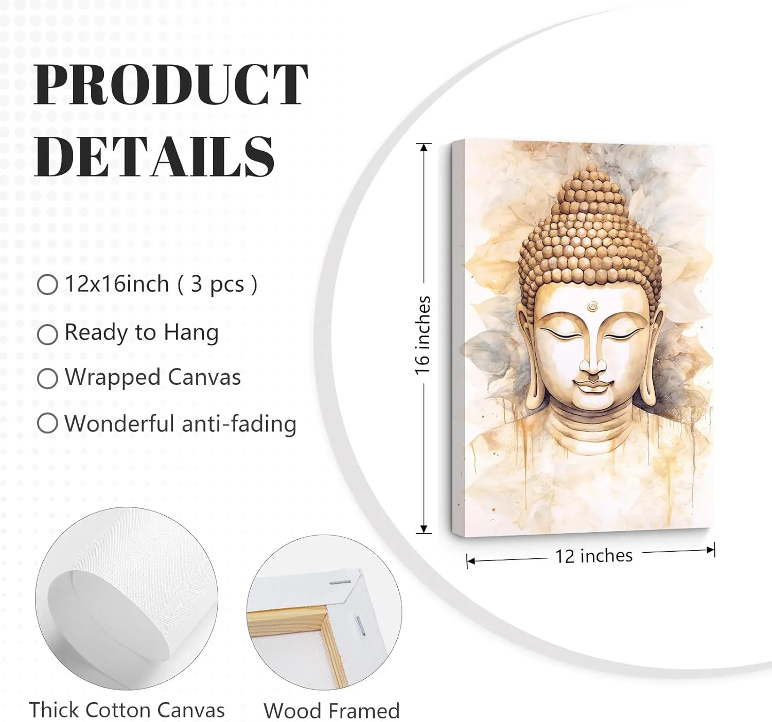 Zen Wall Art Decor Buddha Lotus Flower Artwork Tree of Life Canvas Painting Yoga Meditation Studio Wall Art Mindfulness Spiritual Energy Poster for Living Room Bedroom 12x16x3 Inch Wrapped Canvas