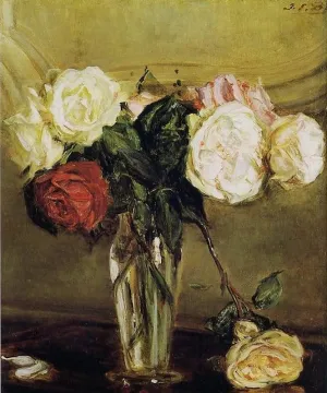 ZVLYVHSK Famous Painting Photo Painting Prints Artwork Pictures Vase of Roses By Jacques Emile Blanche Pictures Printed for Office Decor 60x90cm